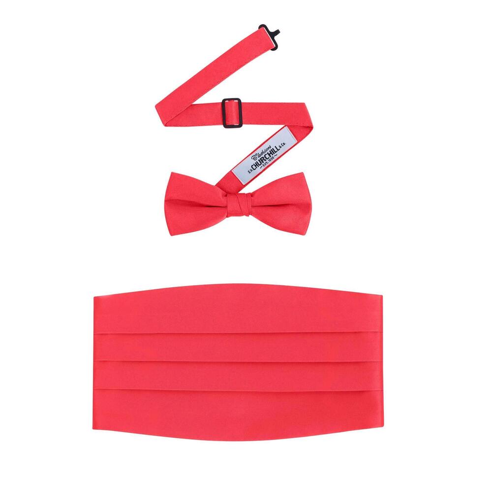 9095 Formal Satin Bowtie and Cummerbund Set - Red, By S. H. Churchill